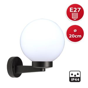 Applique con sfera per esterno in PMMA, 200mm, E27, bianco