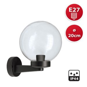 Applique con sfera per esterno in PMMA, 200mm, E27, trasparente